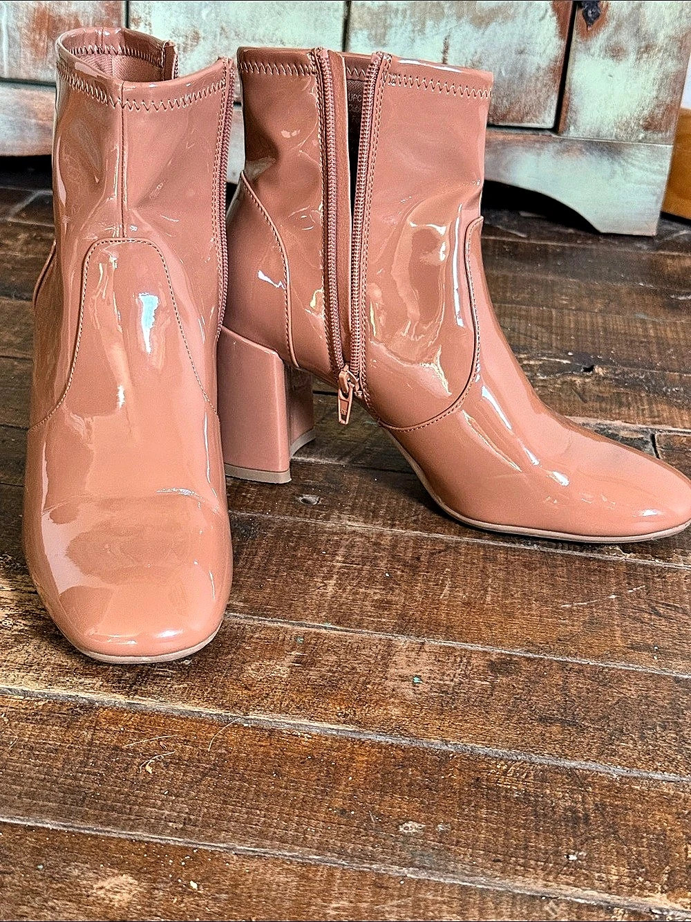 Madden NYC Patent Block Heel Ankle Boots Size US 9.5